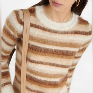 NEW MAXMARA Colonia Stripe Wool Mohair Sweater in Tobacco S
